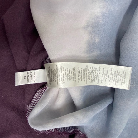 Chicos Zenergy Silky Purple White Abstract Print Size 3=Large 3/4Sleeve Pullover - Picture 8 of 9